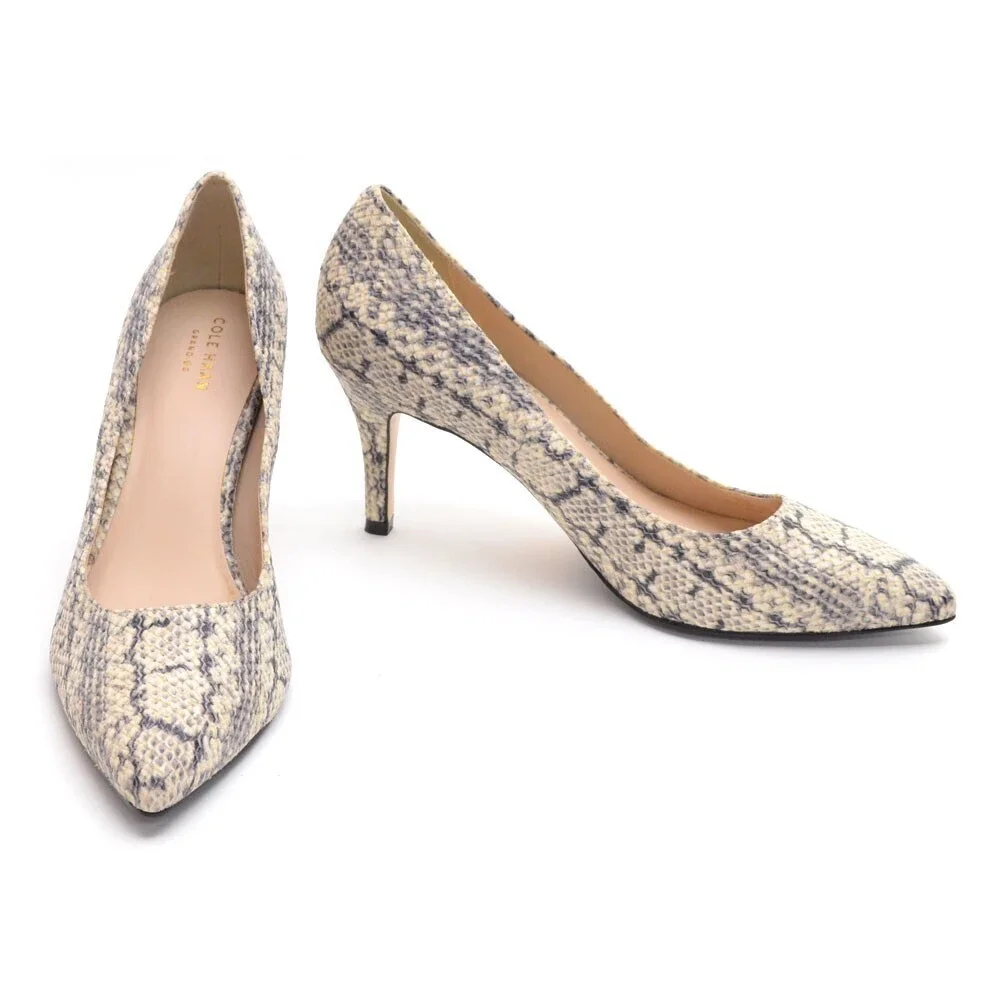 Cole Haan Grand Ambition Gray Snake Pump 75mm 10 B New